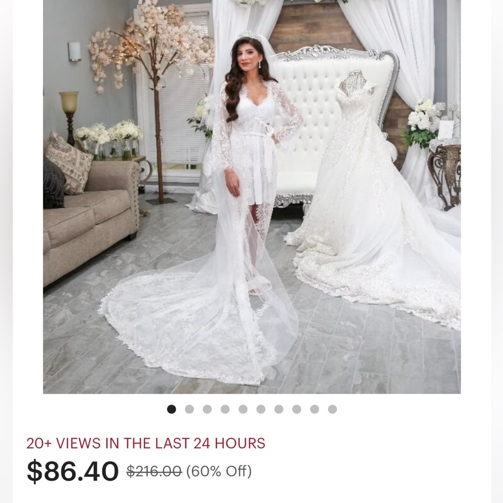 White lace getting ready robe